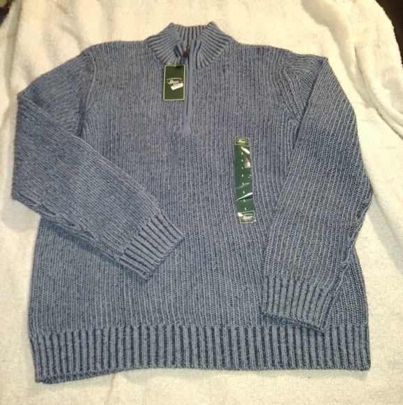 Heather Blue 3/4 Zip Up Knitted Sweater - Picture 2 of 7